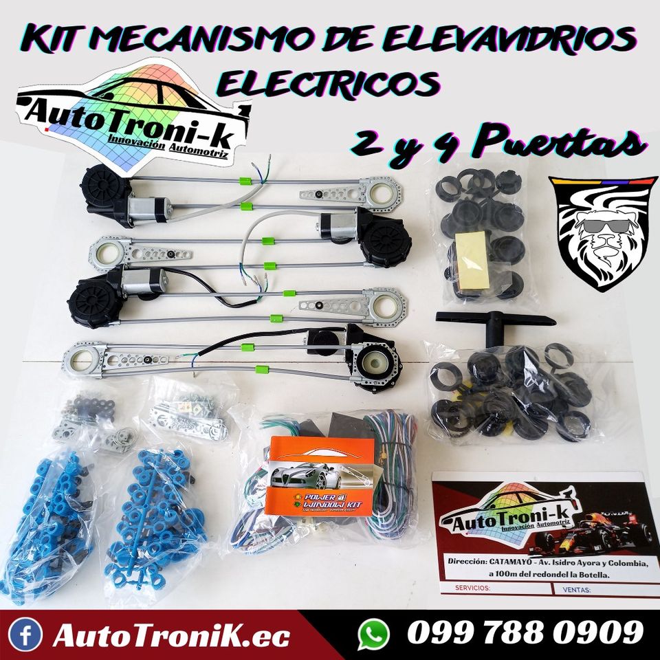⭐️ Kit Mecanismo Elevavidrio Universal 2 y 4 puertas 💯