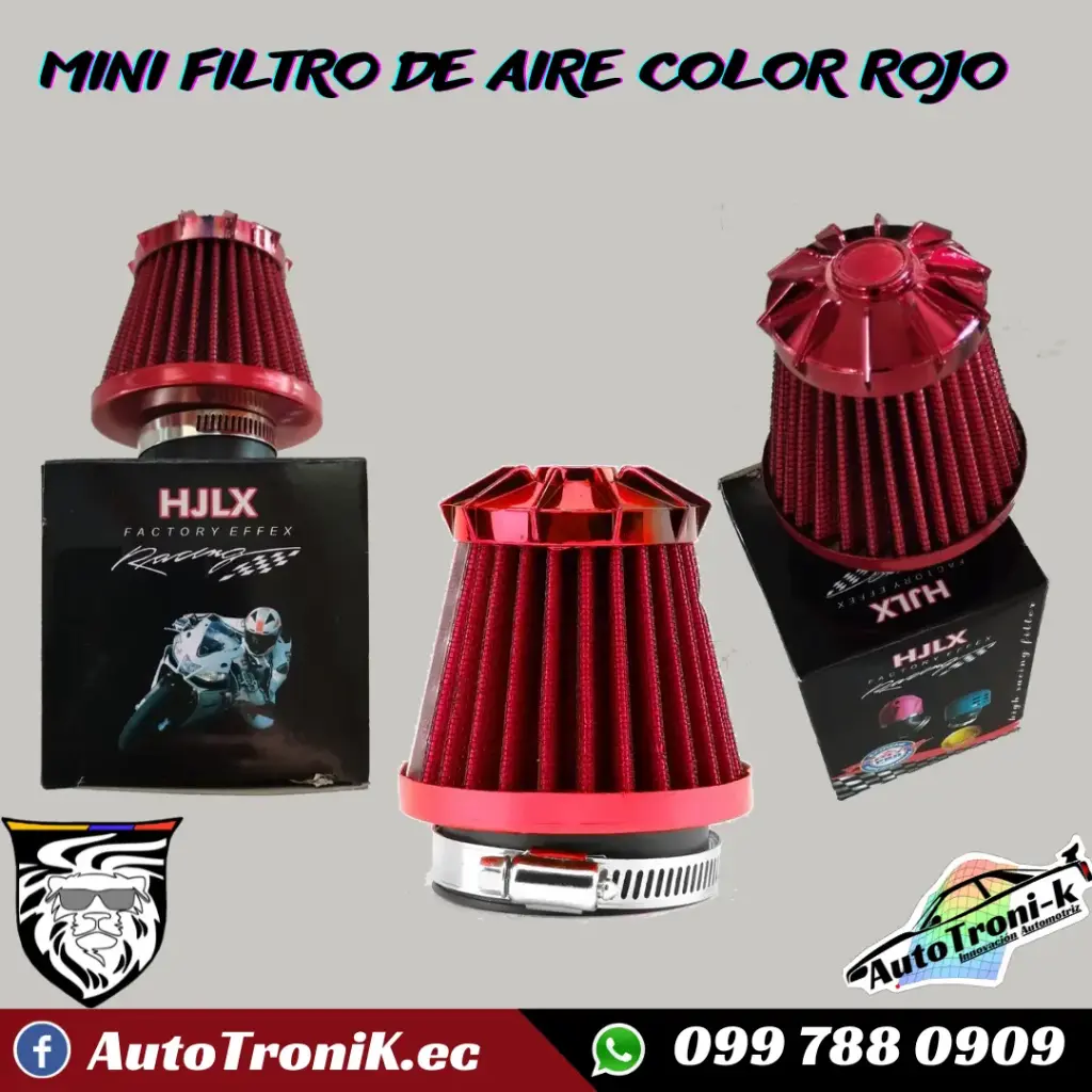 MINI FILTRO DE AIRE PARA MOTO COLOR ROJO