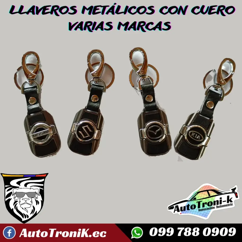 LLAVEROS METALICOS CON CUERO VARIAS MARCAS