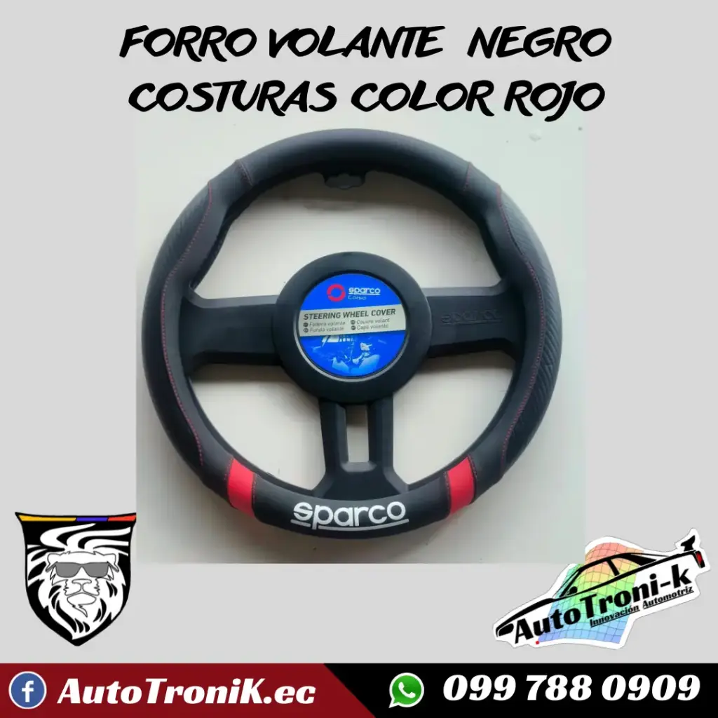 FORRO VOLANTE LISO NEGRO COSTURAS COLOR ROJO