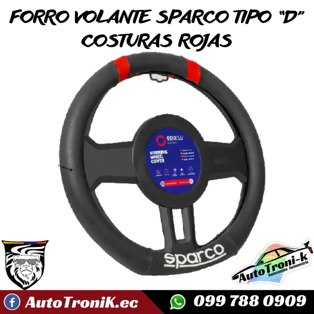 FORRO VOLANTE SPARCO TIPO “D” COSTURAS ROJAS