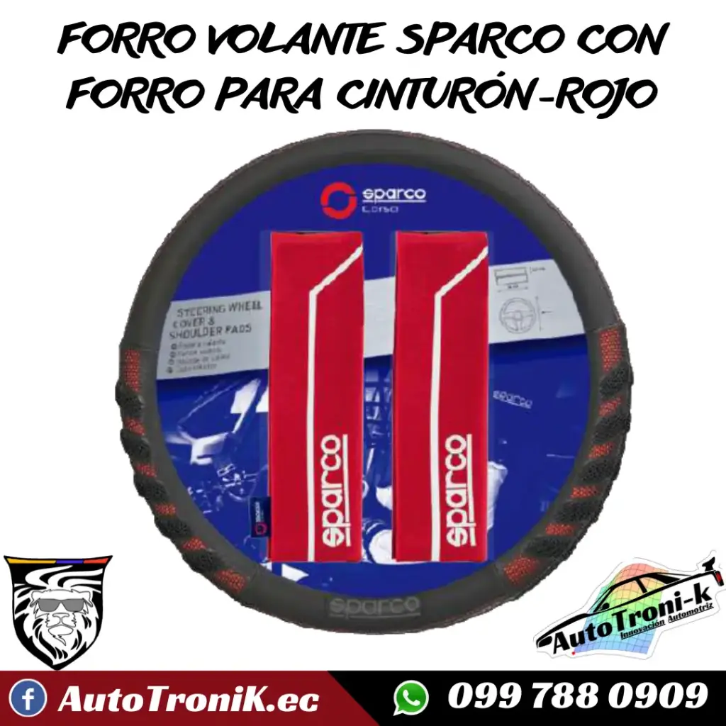 FORRO VOLANTE SPARCO CON FORRO PARA CINTURÓN-ROJO