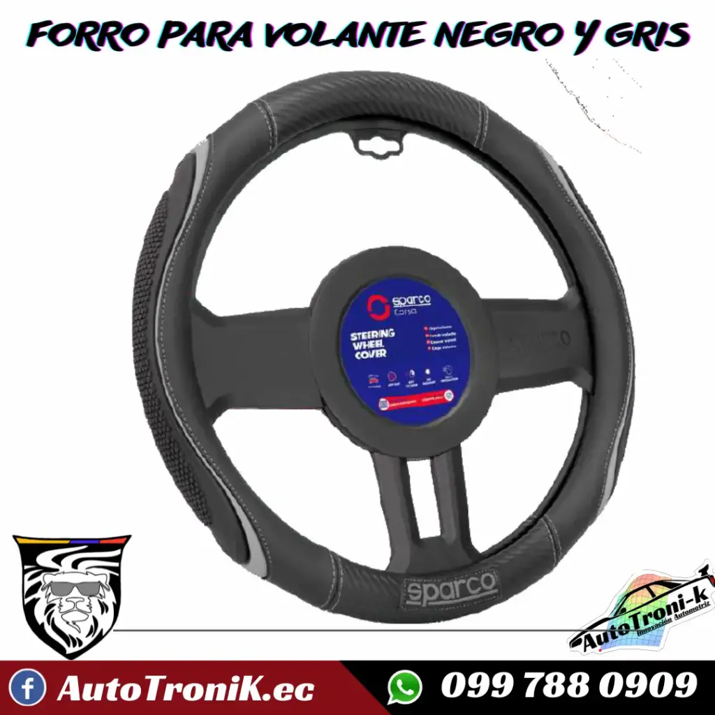 FORRO PARA VOLANTE NEGRO Y GRIS