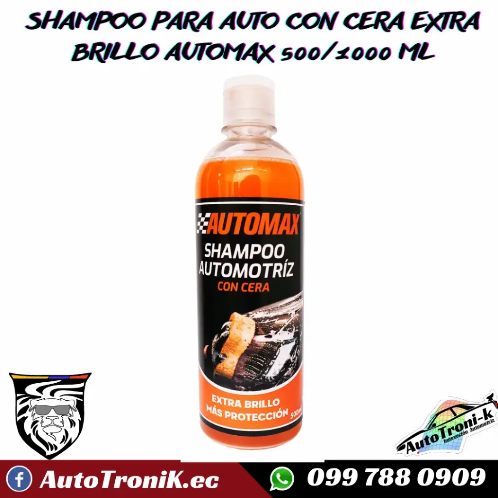 SHAMPOO PARA AUTO CON CERA EXTRA BRILLO AUTOMAX 500/1000 ML 