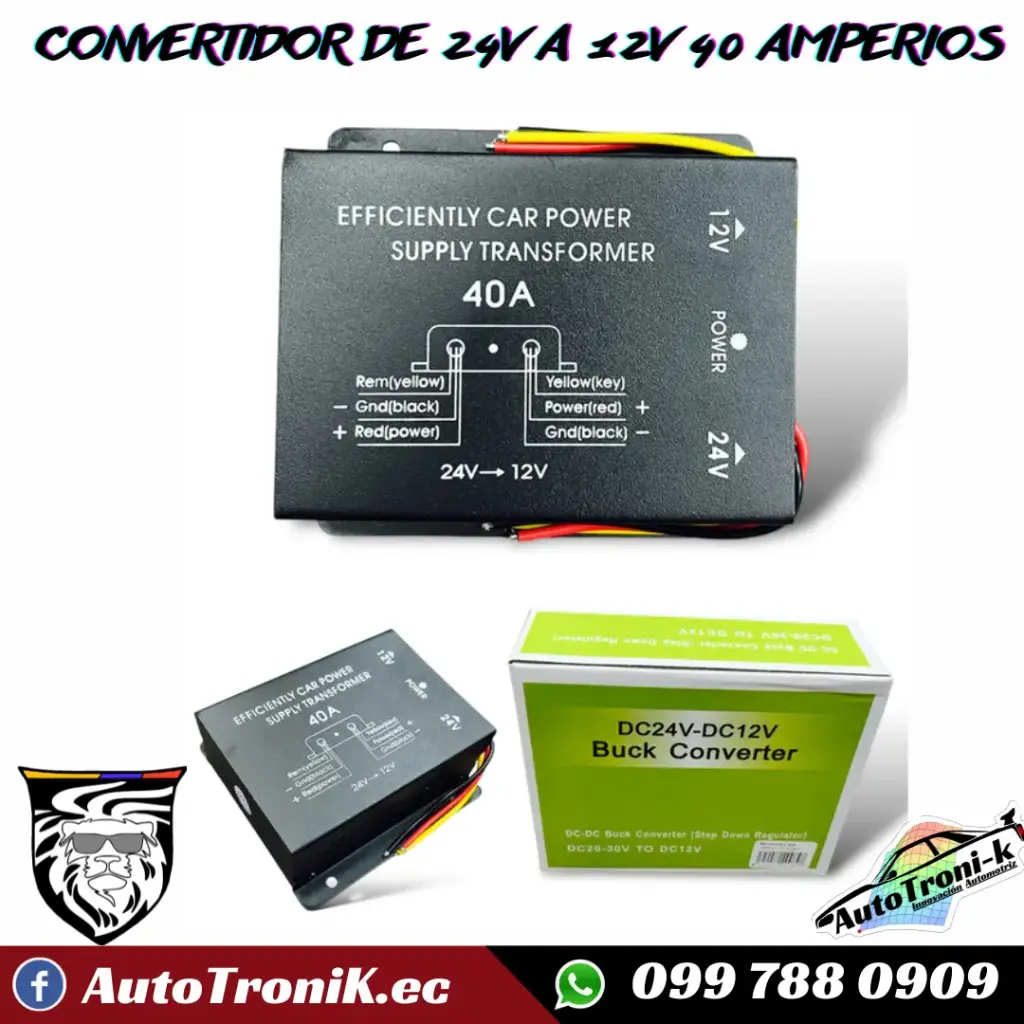 CONVERTIDOR DE 24V A 12V 40 AMPERIOS