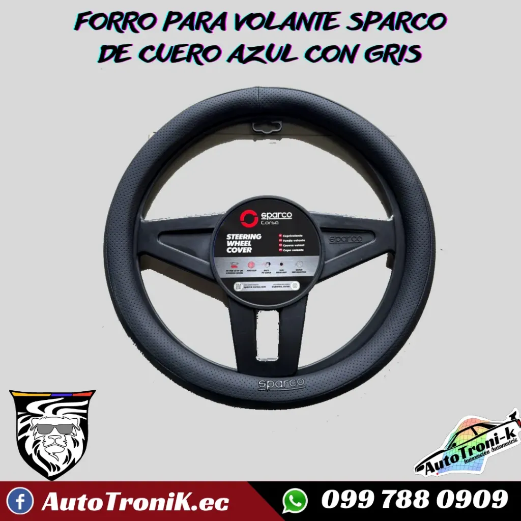 FORRO PARA VOLANTE SPARCO  DE CUERO AZUL CON GRIS