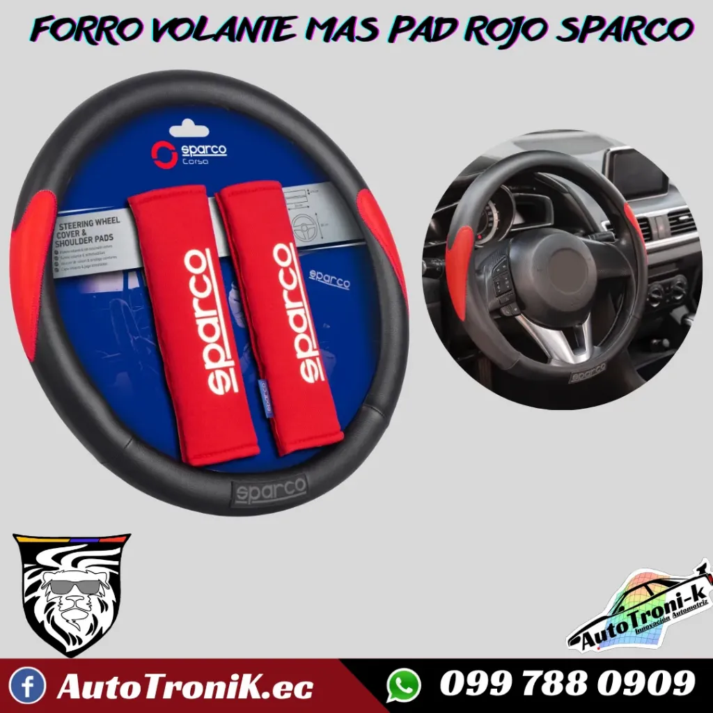 FORRO VOLANTE MAS PAD ROJO SPARCO