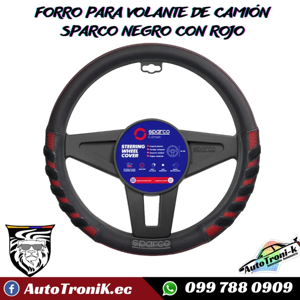 FORRO PARA VOLANTE DE CAMIÓN SPARCO NEGRO CON ROJO