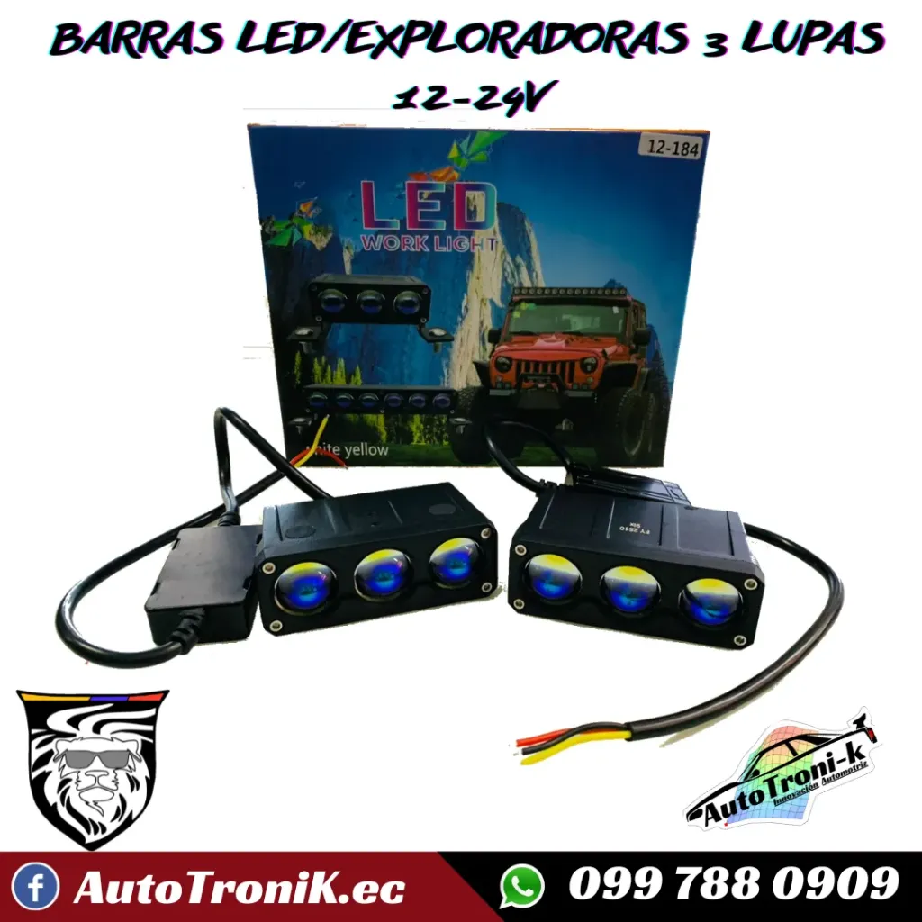BARRAS LED/EXPLORADORAS 3 LUPAS 12-24V-PAR