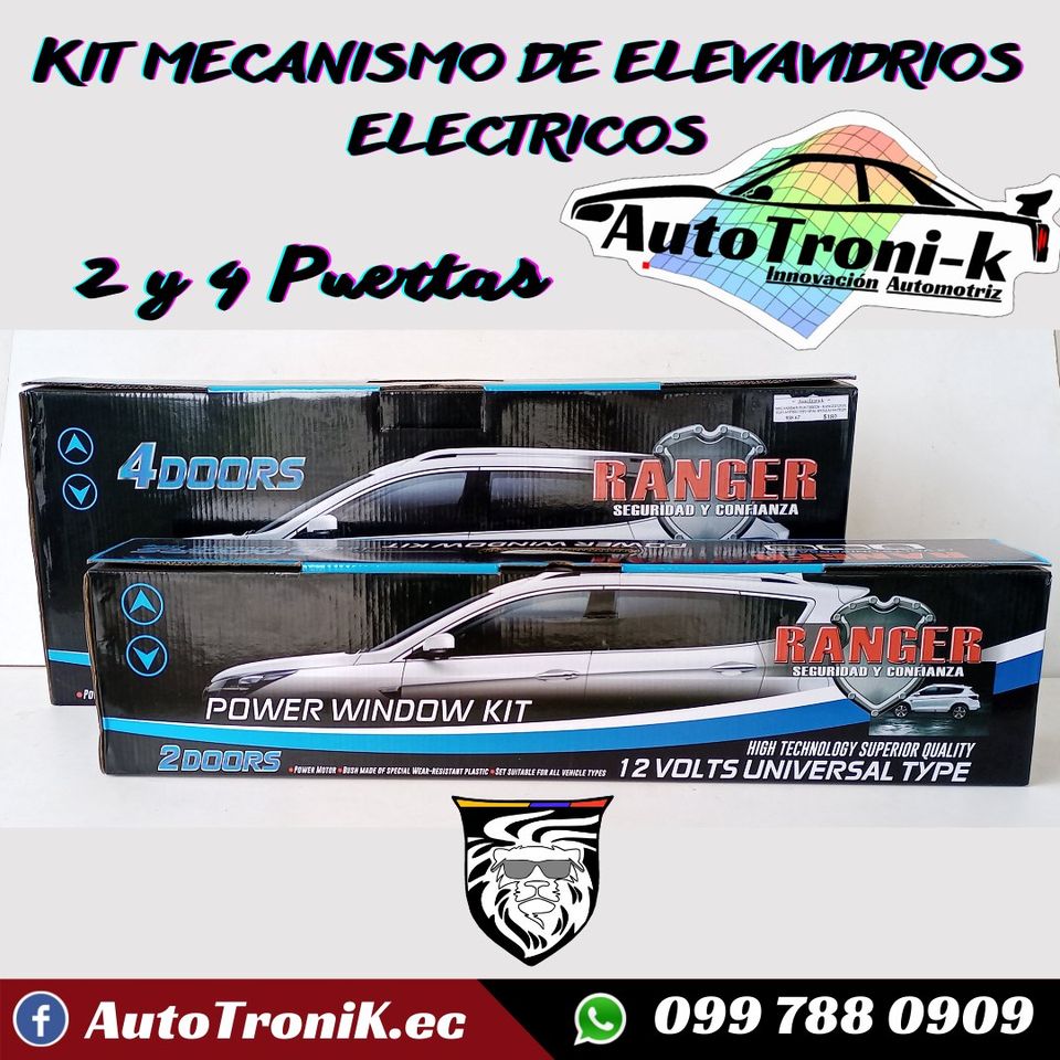 ⭐️ Kit Mecanismo Elevavidrio Universal 2 y 4 puertas 💯