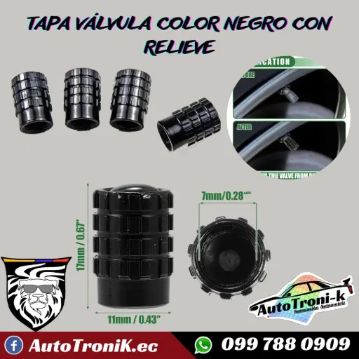 TAPA VÁLVULA CON RELIEVE COLOR NEGRO