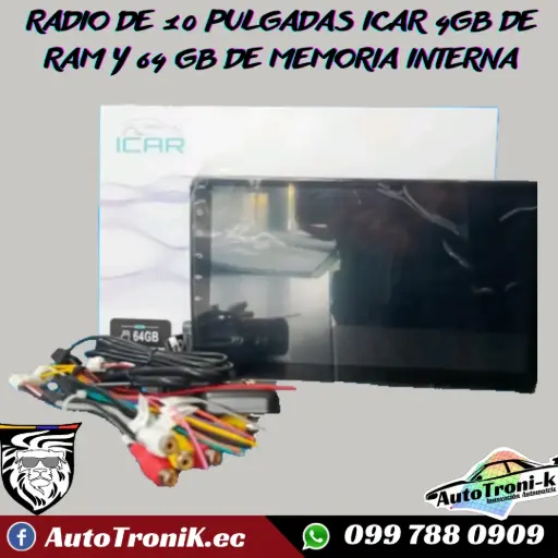 RADIO ICAR 10 PULGADAS 4 RAM+64 MEM INTERNA