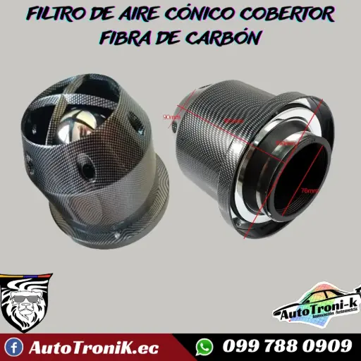 FILTRO DE AIRE CÓNICO COBERTOR FIBRA DE CARBÓN