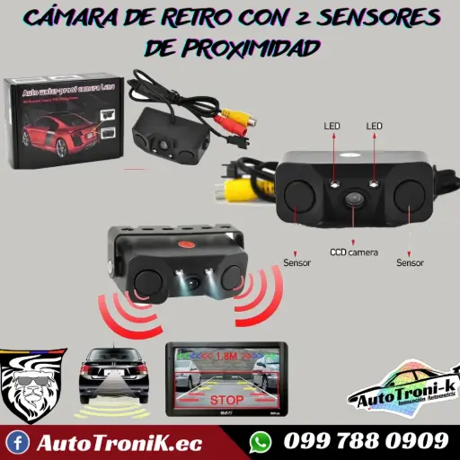 CÁMARA DE RETRO CON DOS SENSORES DE PROXIMIDAD
