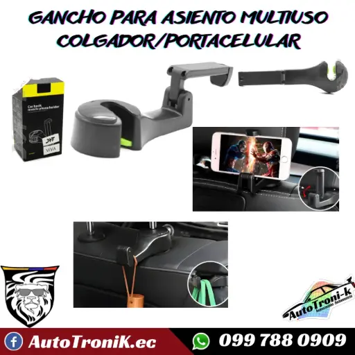 GANCHO PARA ASIENTO MULTIUSO COLGADOR/PORTACELULAR