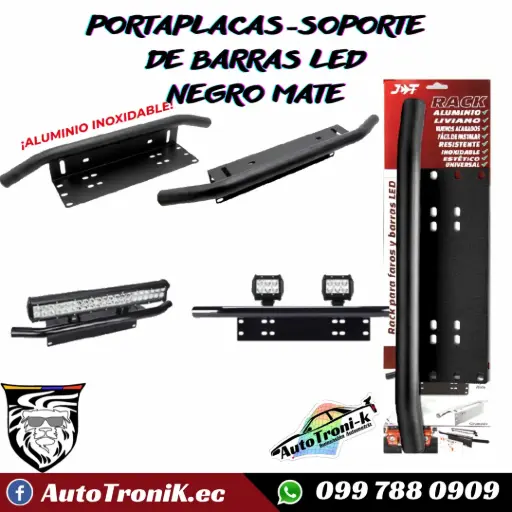 PORTAPLACAS-SOPORTE  DE BARRAS LED  NEGRO MATE