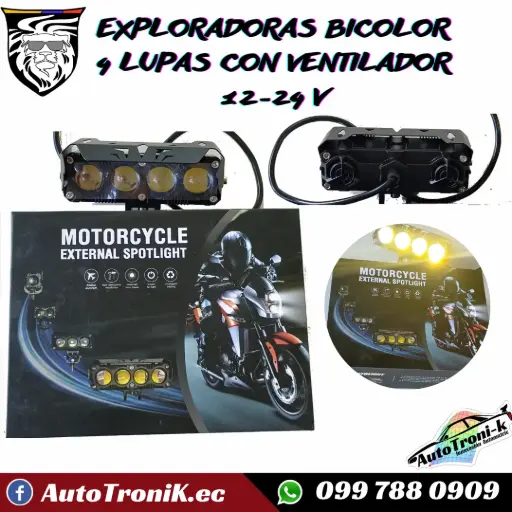 EXPLORADORAS BICOLOR 4 LUPAS CON VENTILADOR 12-24 V