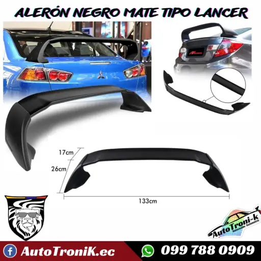 ALERÓN NEGRO MATE TIPO LANCER