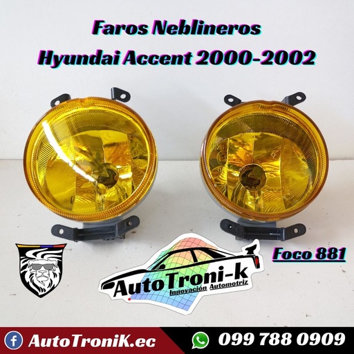 ✅ Faros neblineros Hyundai Accent 2000-2002 🌟
