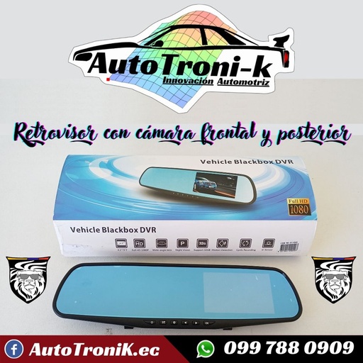🌟 Retrovisor Digital ✨ Con cámara frontal 📸 y posterior 🎥