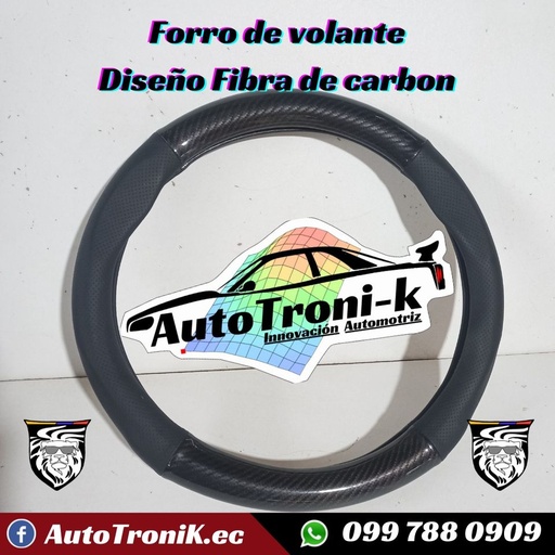 😎 Forro de volante 🔥 Diseño fibra de carbon 🌟